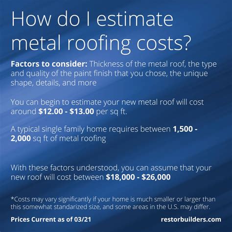 cost for metal roof on 3200 sq ft house|estimate cost new metal roof.